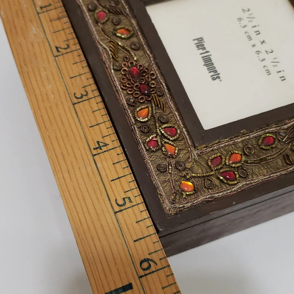 Pier 1 Brown Picture Wood Frame Keepsake Box